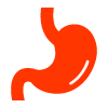red stomach icon representing digestive health and wellness