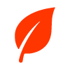 a bright red leaf icon representing nature's beauty and seasonal change with vibrant color of fall foliage