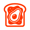orange illustration of a slice of bread with an egg in the center ideal for breakfast recipes featuring 15 classic variations
